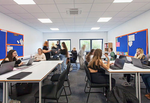 Image of students in a classroom at Weymouth College 